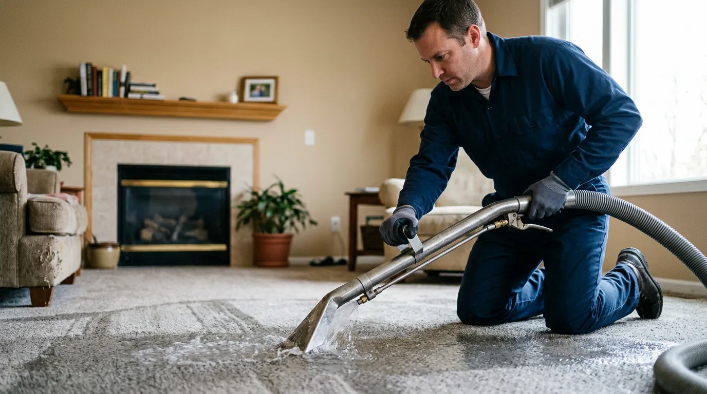 Water damage restoration technician working near Aultman, PA